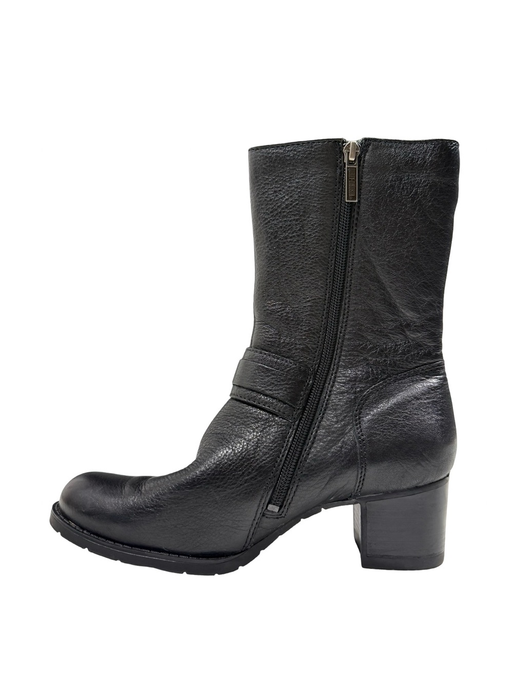 Harley Davidson Womens 8 Serita Black Leather Moto Harness Boots Biker Side Zip - Picture 5 of 15